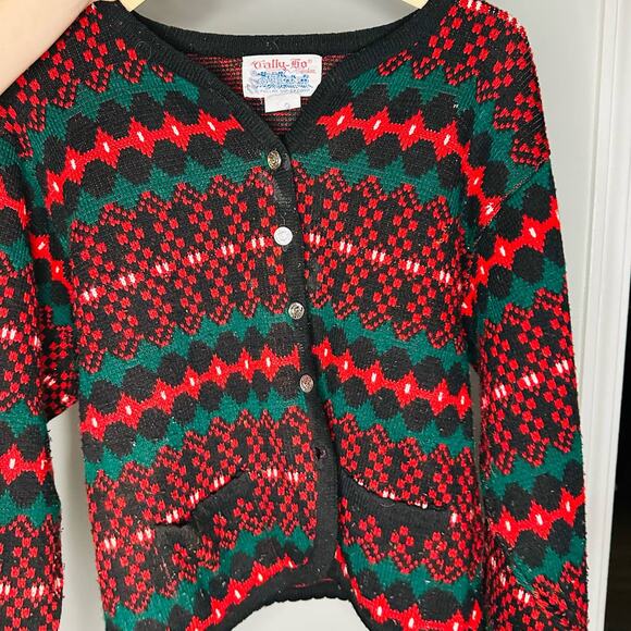 Vintage Tally Ho Christmas Red Long Sleeve Button Front Cardigan Size M - Picture 7 of 7